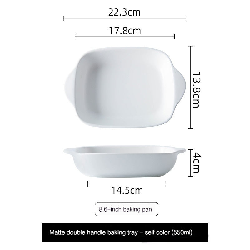 Home Nordic Rectangular Ceramic Binaural Cheese Baking Tray