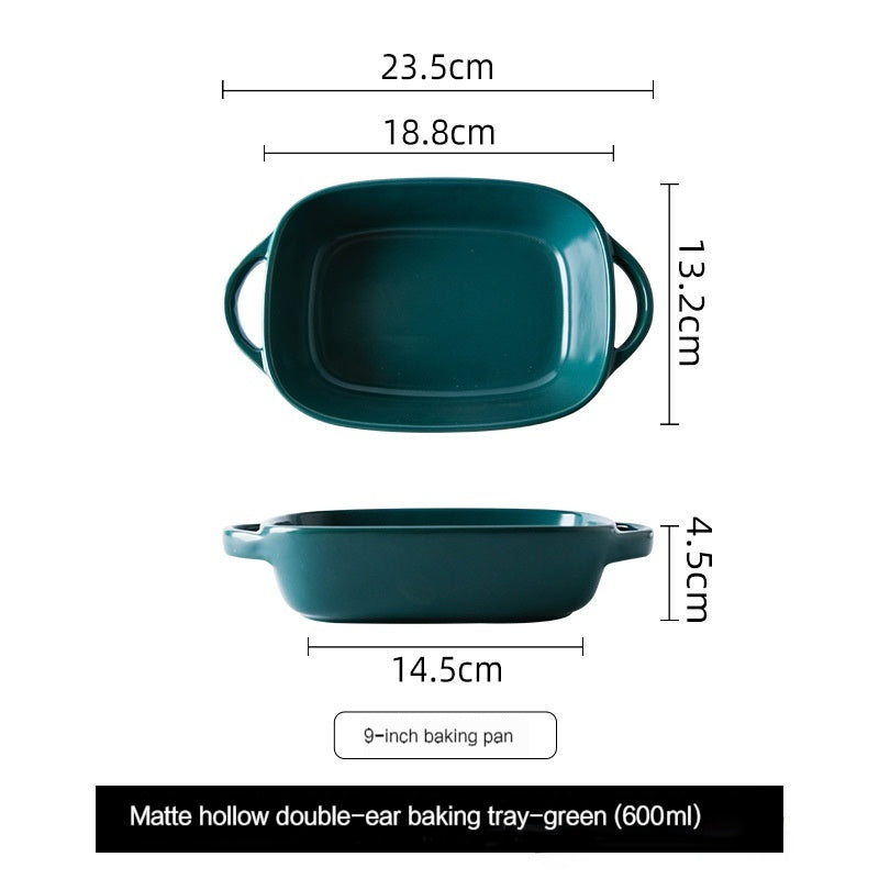 Home Nordic Rectangular Ceramic Binaural Cheese Baking Tray