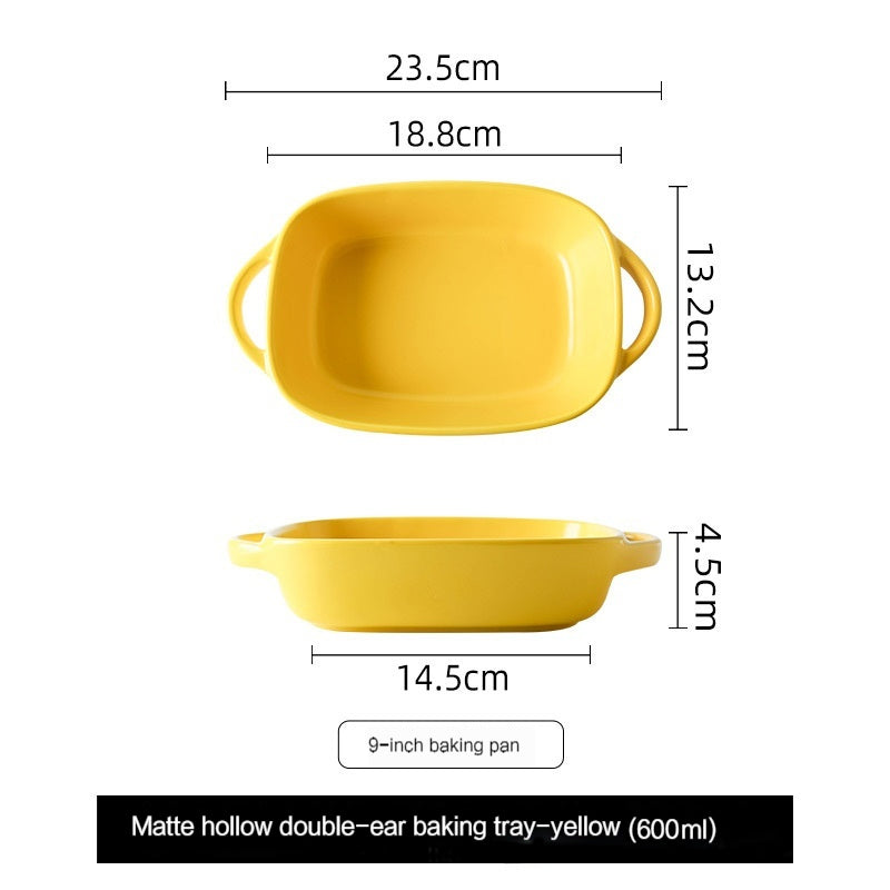 Home Nordic Rectangular Ceramic Binaural Cheese Baking Tray