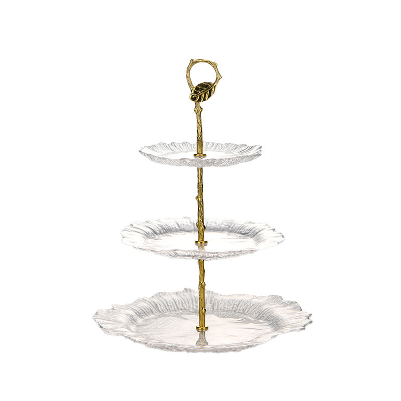 Nordic Internet Celebrity Fruit Plate, Candy String Disk Snack Glass Plate Pastry Plate, Light Luxury Eight Leaf Hammer Pattern Petals Dim Sum Plate