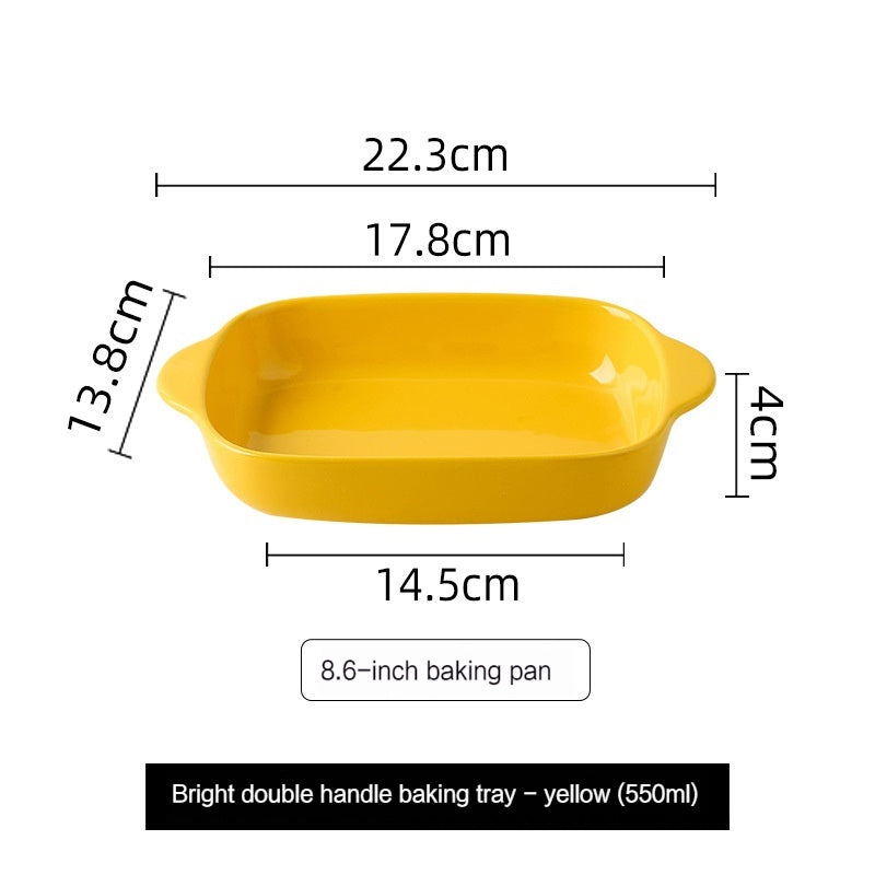 Home Nordic Rectangular Ceramic Binaural Cheese Baking Tray