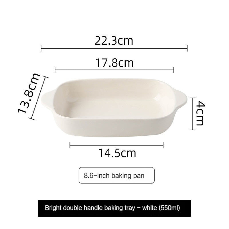Home Nordic Rectangular Ceramic Binaural Cheese Baking Tray
