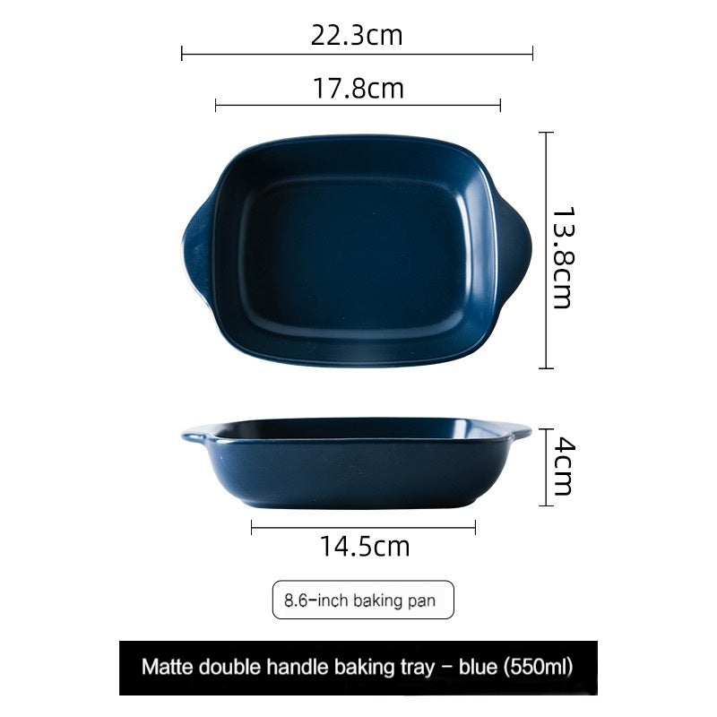 Home Nordic Rectangular Ceramic Binaural Cheese Baking Tray