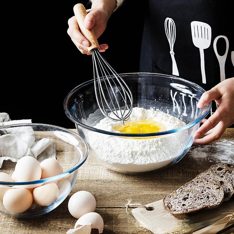 Tempered Glass Egg Pots Dough Basin Baking Bowl Deepening Household Heat-Resistant Microwave Bowl Large Size