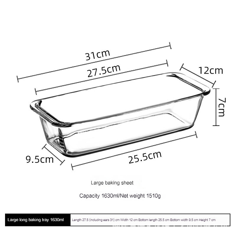 Rectangular Tempered Glass Bakeware, Binaural Cheese Baked Rice Plate, Microwave Oven Baking Tray Fish Plate, Oven Special Use