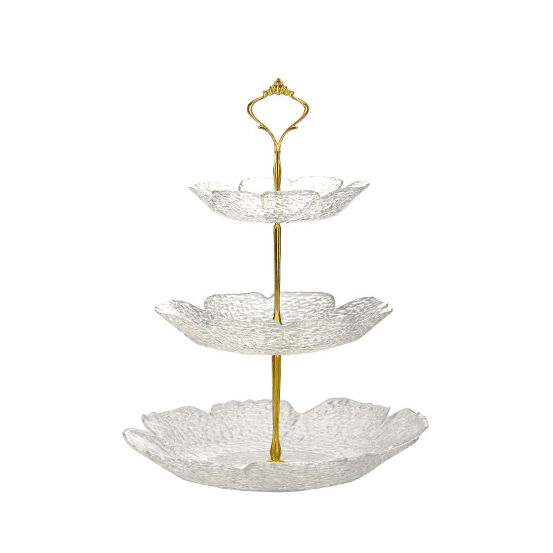 Nordic Internet Celebrity Fruit Plate, Candy String Disk Snack Glass Plate Pastry Plate, Light Luxury Eight Leaf Hammer Pattern Petals Dim Sum Plate