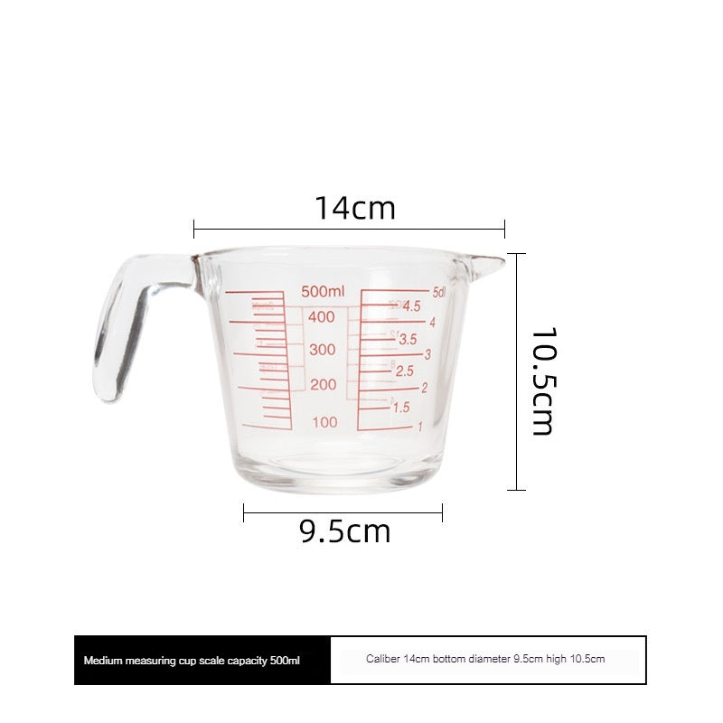 Tempered Glass Measuring Cup, Household Scaled Cup, Kitchen Milk Baking Egg Beating Cup, Small Extra Thick High Temperature Resistant Large Capacity