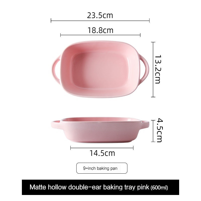 Home Nordic Rectangular Ceramic Binaural Cheese Baking Tray