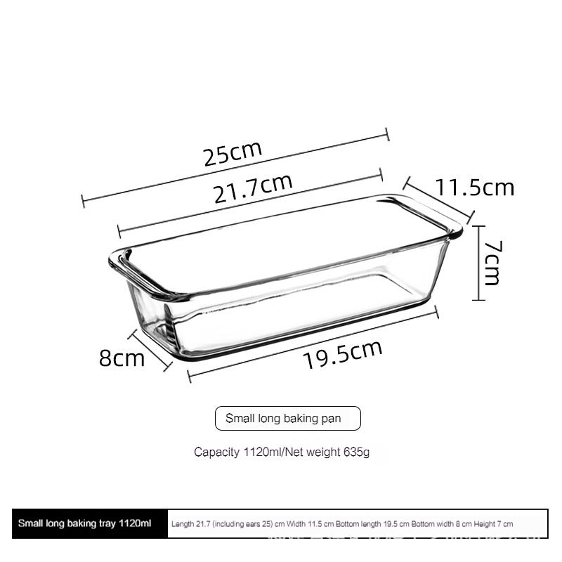 Rectangular Tempered Glass Bakeware, Binaural Cheese Baked Rice Plate, Microwave Oven Baking Tray Fish Plate, Oven Special Use