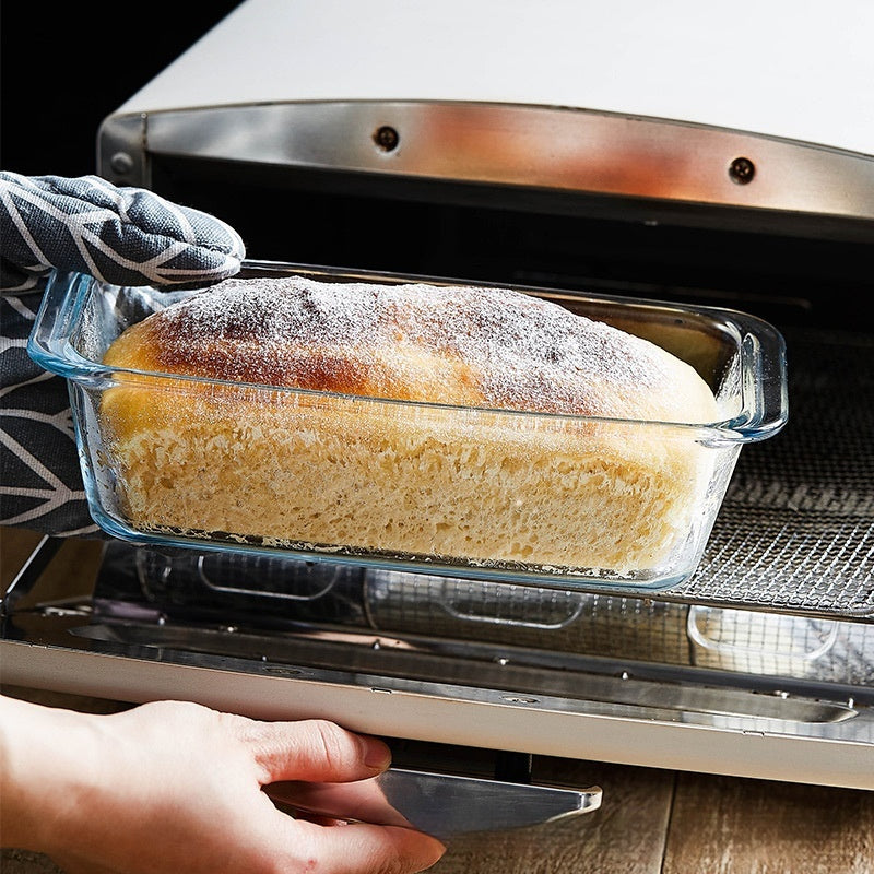 Rectangular Tempered Glass Bakeware, Binaural Cheese Baked Rice Plate, Microwave Oven Baking Tray Fish Plate, Oven Special Use