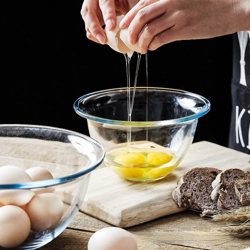 Tempered Glass Egg Pots Dough Basin Baking Bowl Deepening Household Heat-Resistant Microwave Bowl Large Size
