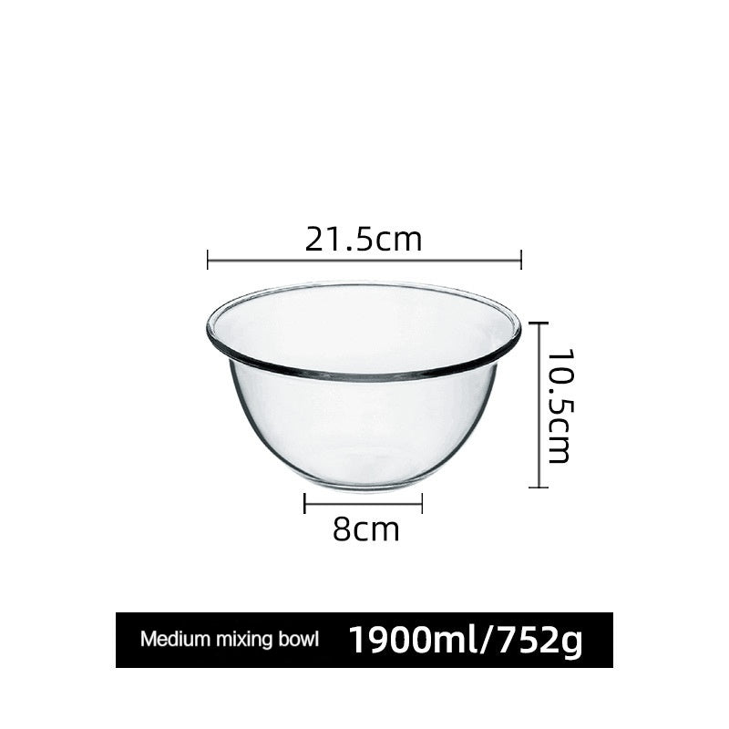 Tempered Glass Egg Pots Dough Basin Baking Bowl Deepening Household Heat-Resistant Microwave Bowl Large Size