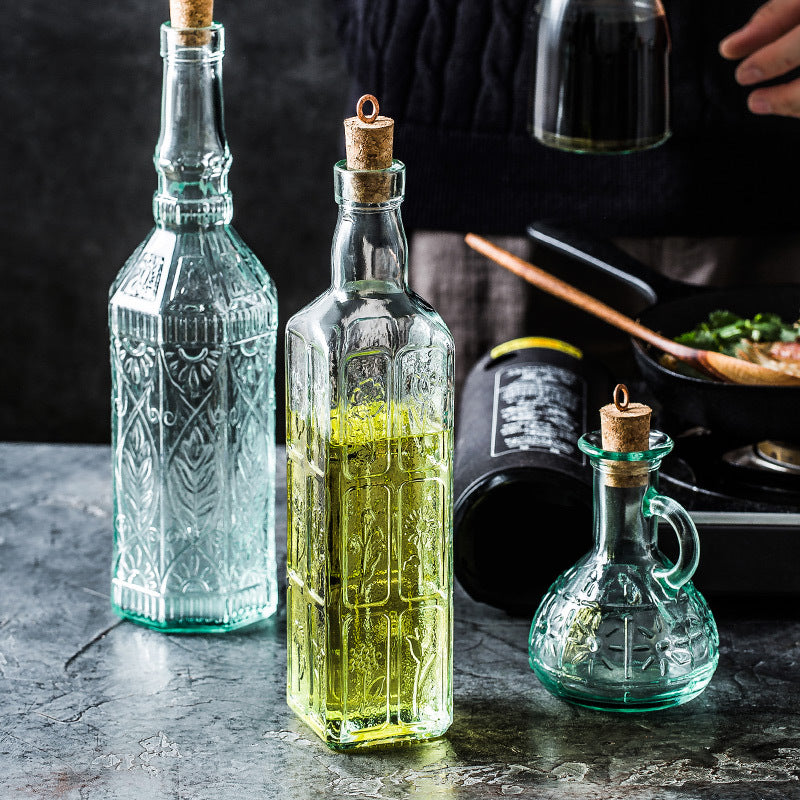 PO'MY Ouli Kitchen Seasoning Jar Seasoning Bottle Glass, Soy Sauce Bottle, Glass Bottle Country Wooden Plug