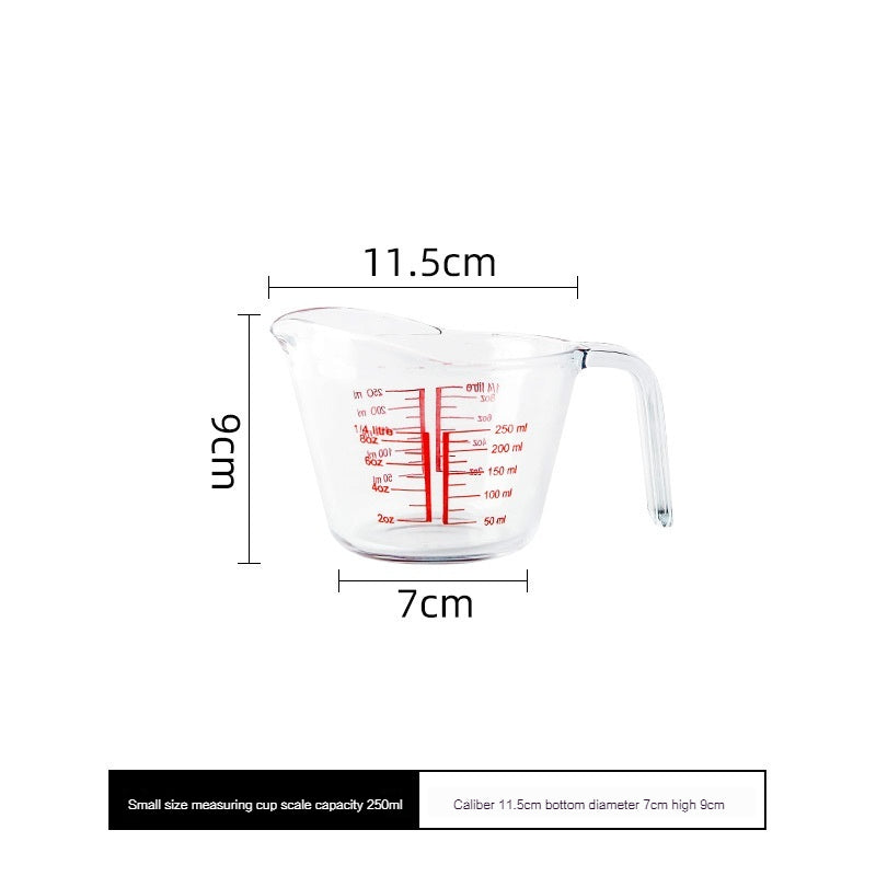 Tempered Glass Measuring Cup, Household Scaled Cup, Kitchen Milk Baking Egg Beating Cup, Small Extra Thick High Temperature Resistant Large Capacity
