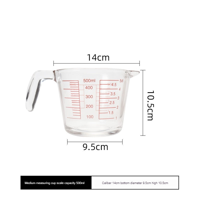 Tempered Glass Measuring Cup, Household Scaled Cup, Kitchen Milk Baking Egg Beating Cup, Small Extra Thick High Temperature Resistant Large Capacity