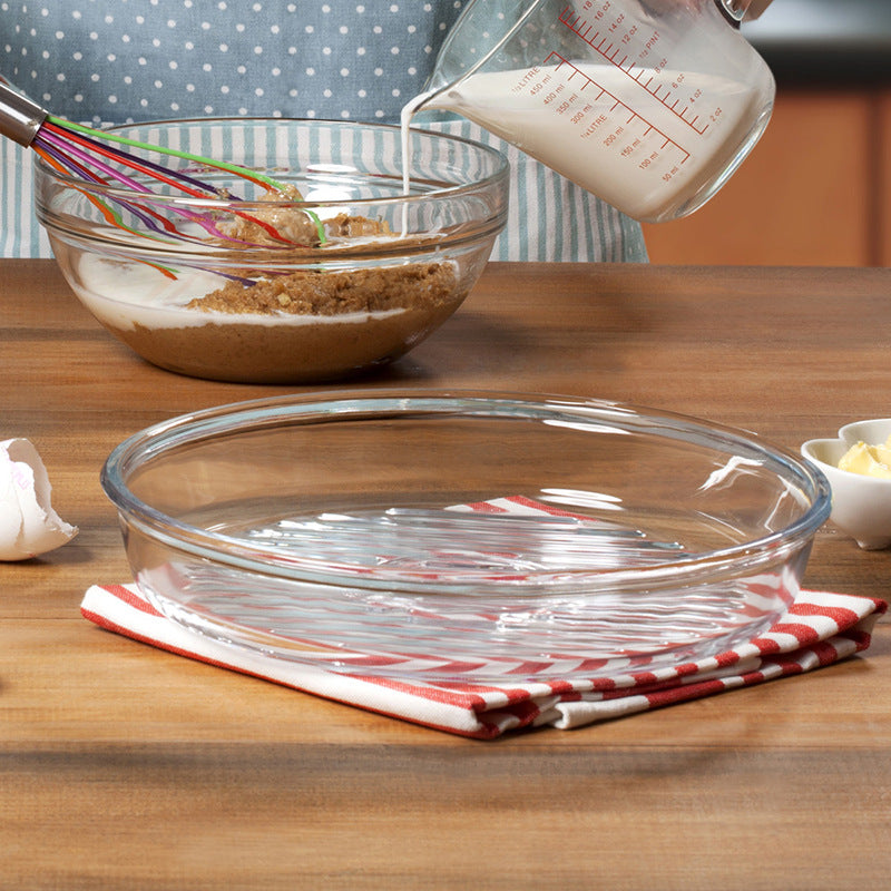 Circle and creative stripe anti-stick glass bakeware, high temperature resistant microwave oven special use household heat resistant baking utensils