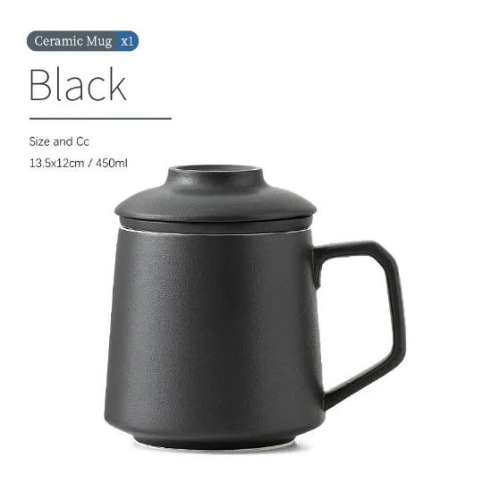 yuntasty Ceramic Tea Cup with Lid High-grade Tea Mug with Infuser Coffee Mug