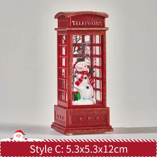 yuntasty Resin Christmas Gifts Telephone Booth with Music Box for Christmas Eve