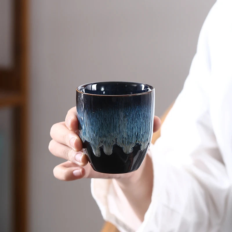yuntasty big size ceramic teacup blue porcelain kung fu cup drinkware 170ml