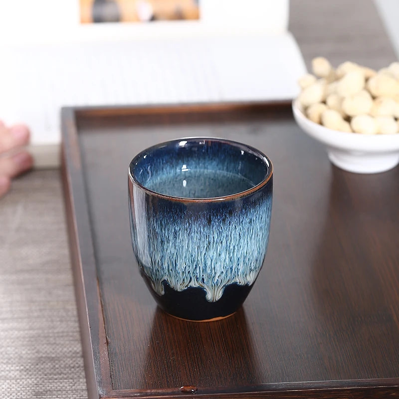 yuntasty big size ceramic teacup blue porcelain kung fu cup drinkware 170ml