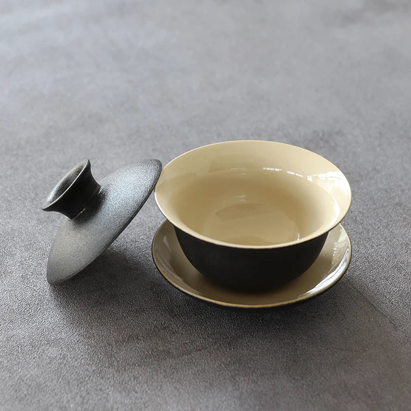 yuntasty black ceramic gaiwan teaup Kung fu tea sets 130ml