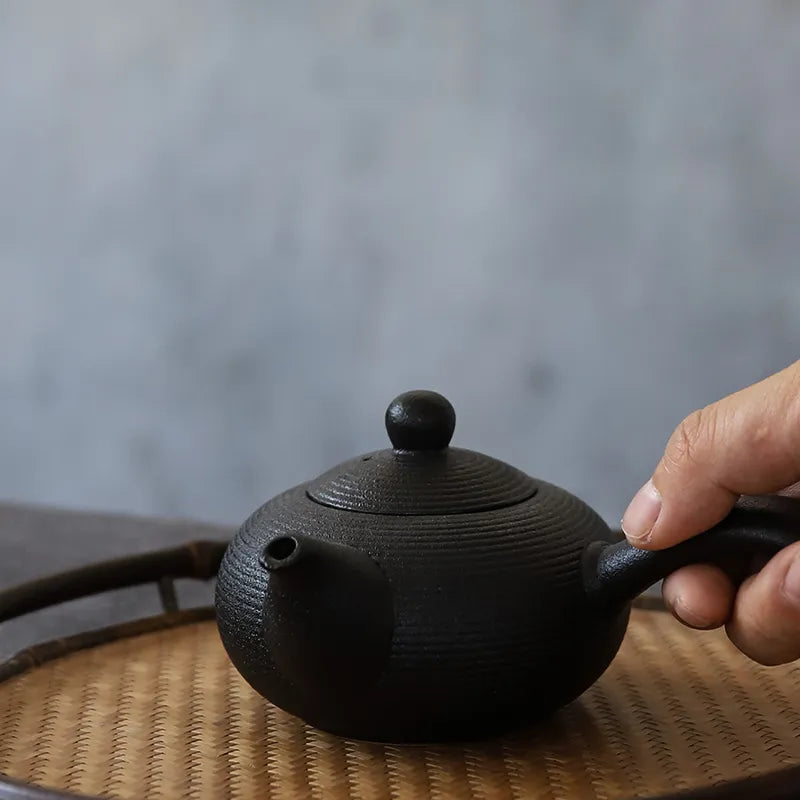 yuntasty black crockery ceramic kyusu teapots handmade chinese tea pot 165ml