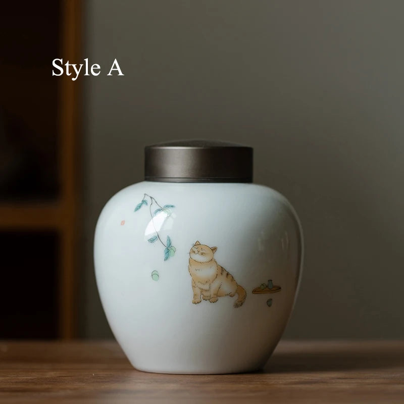yuntasty ceramic tea caddies cute cat tea canisters storage tea or food
