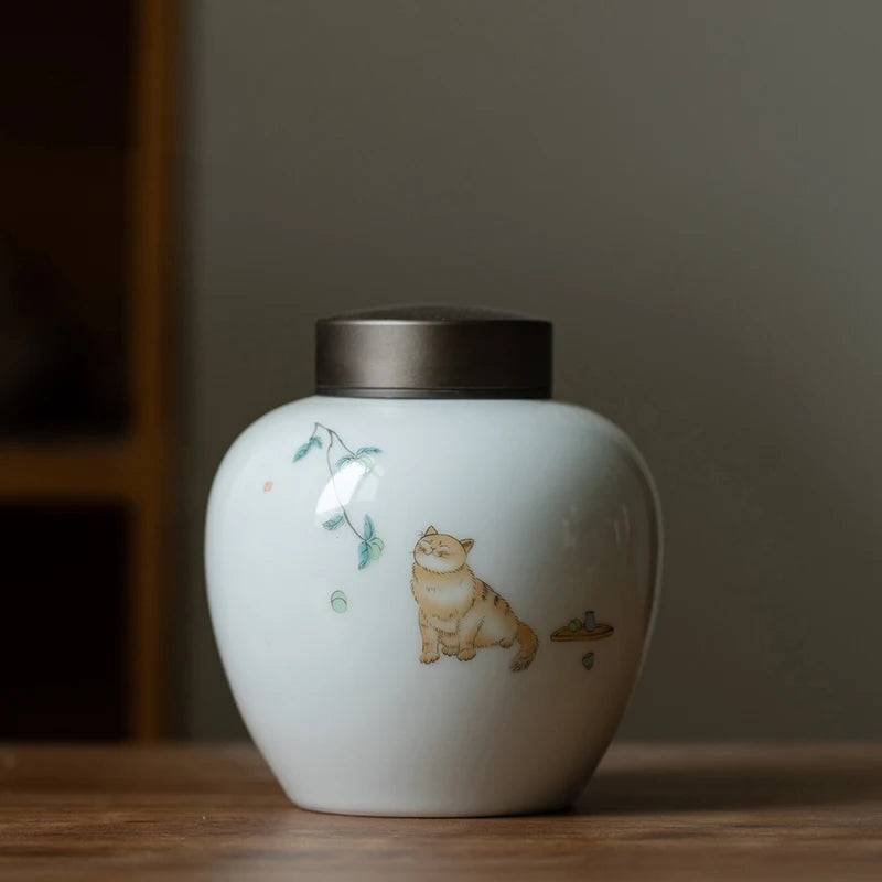 yuntasty ceramic tea caddies cute cat tea canisters storage tea or food