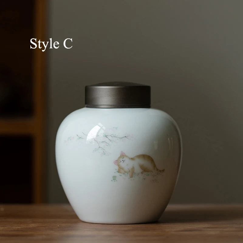 yuntasty ceramic tea caddies cute cat tea canisters storage tea or food