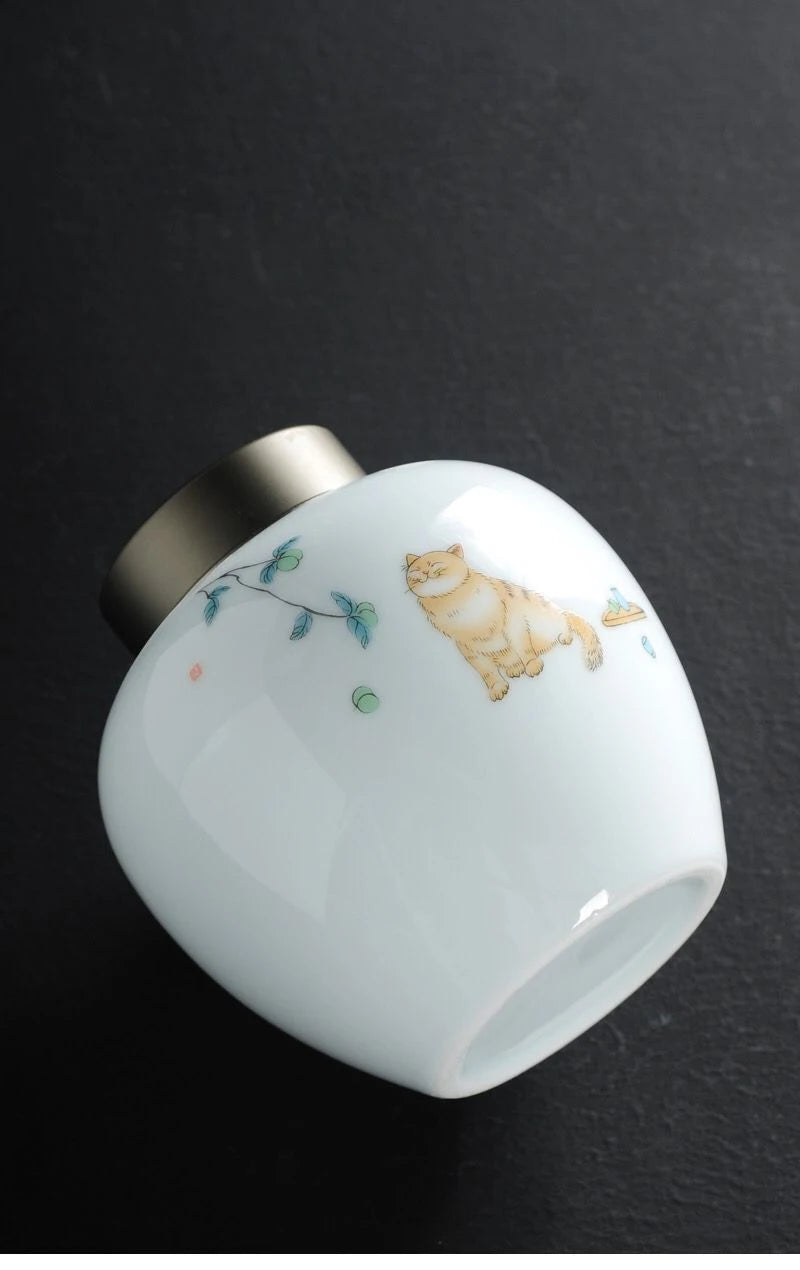 yuntasty ceramic tea caddies cute cat tea canisters storage tea or food