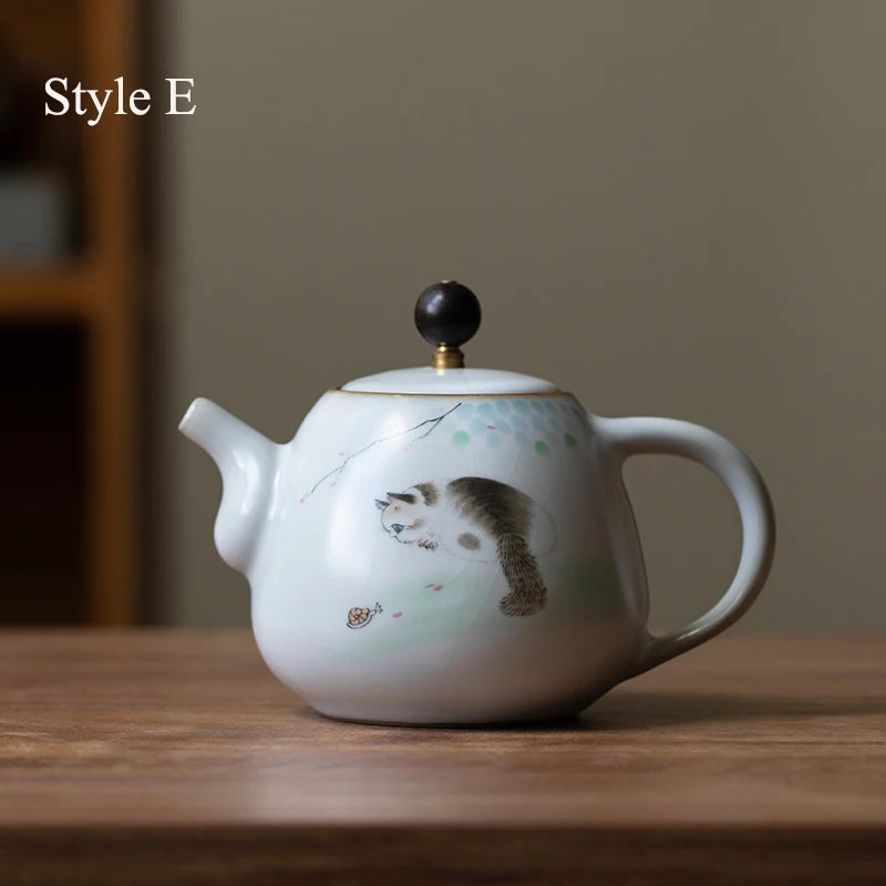 yuntasty cute cat ceramic teapot traditional chinese tea pot 280ml