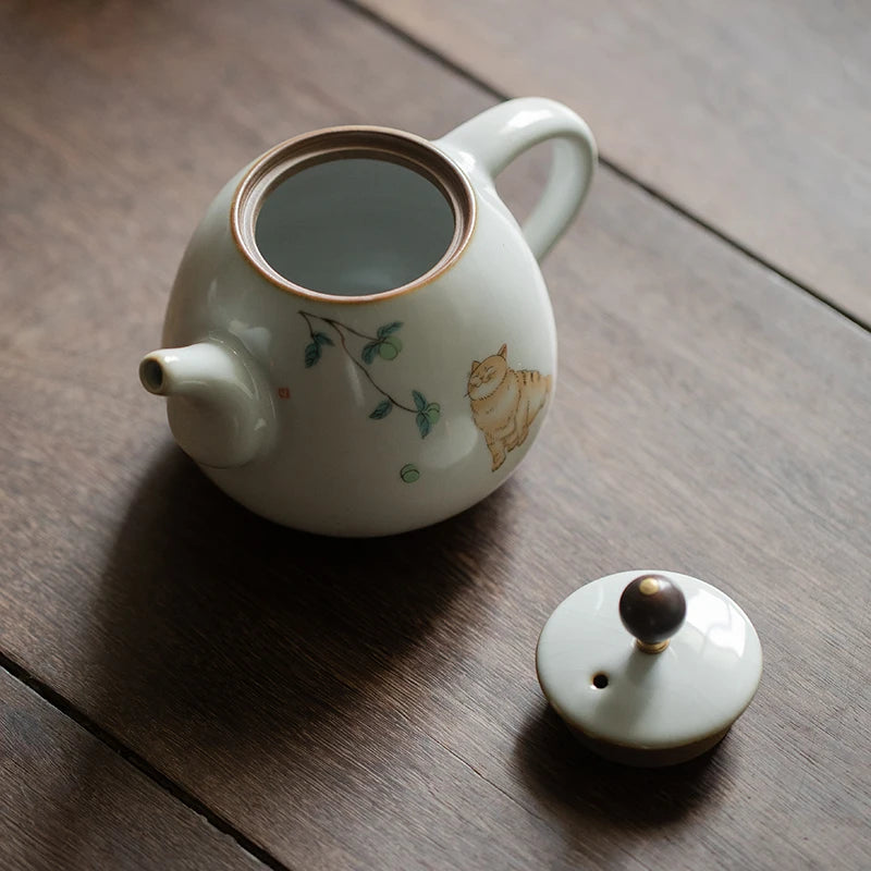 yuntasty cute cat ceramic teapot traditional chinese tea pot 280ml