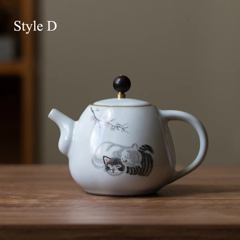 yuntasty cute cat ceramic teapot traditional chinese tea pot 280ml
