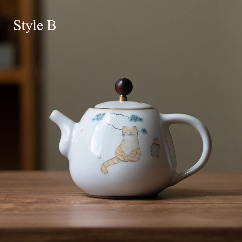 yuntasty cute cat ceramic teapot traditional chinese tea pot 280ml