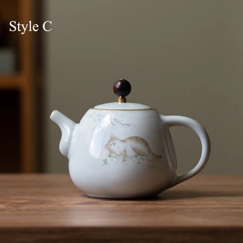 yuntasty cute cat ceramic teapot traditional chinese tea pot 280ml