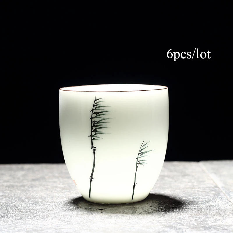 yuntasty 6 pcs traditional ceramic tea cup handpainted sets of 6 cups chinese kung fu cup porcelain Teacups sets drinkware 150ml