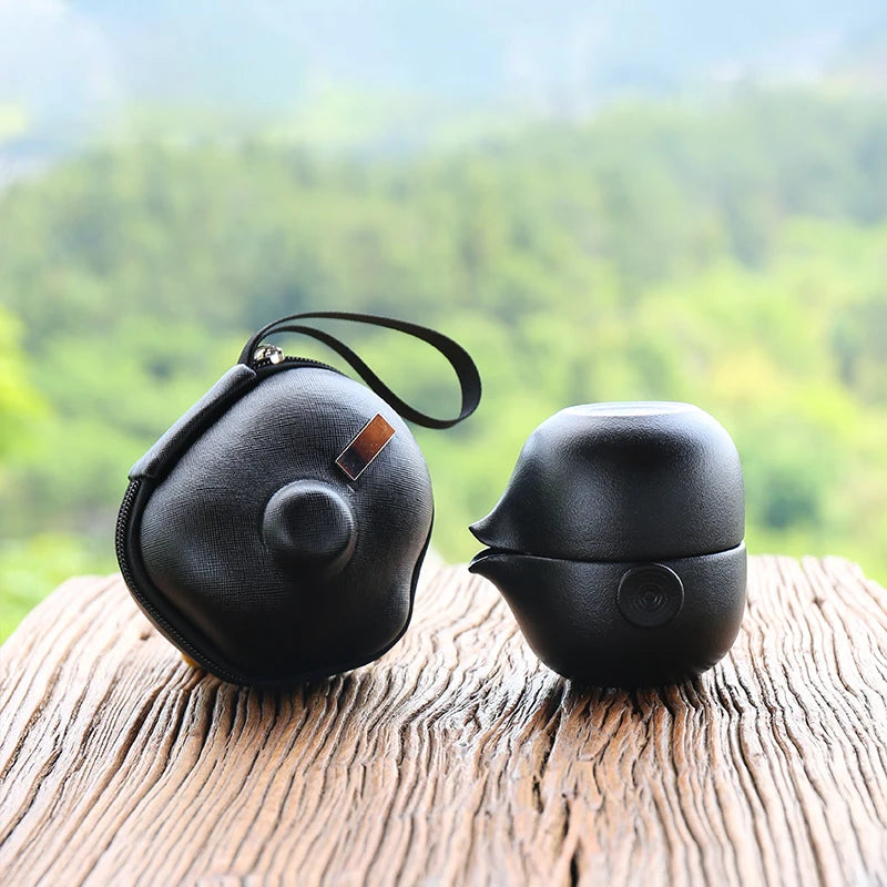 yuntasty black crockery ceramic teapot teacups a tea sets portable travel tea sets with travel bag