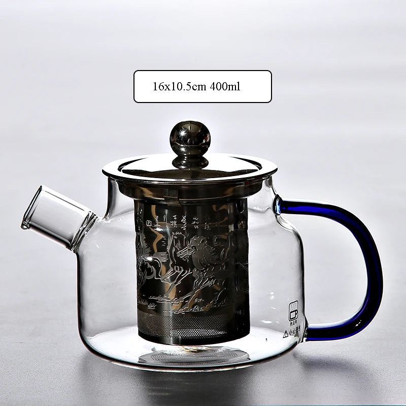 yuntasty heat-resistant glass teapot with infuser kettle for flower tea pot glass tea set