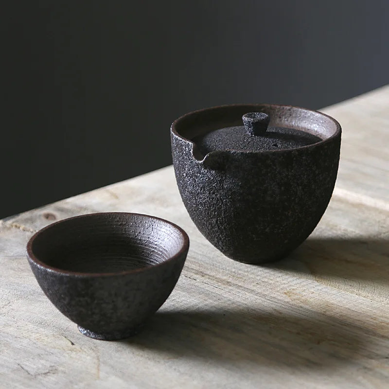 yuntasty rust-glazed ceramic teapot kettle teacup japanese tea set drinkware