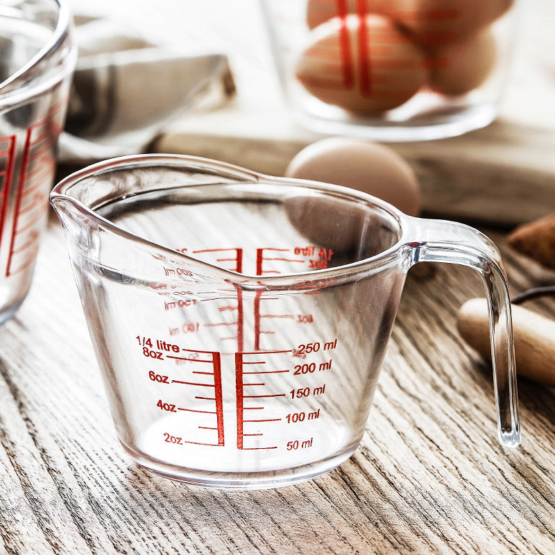 Tempered Glass Measuring Cup, Household Scaled Cup, Kitchen Milk Baking Egg Beating Cup, Small Extra Thick High Temperature Resistant Large Capacity