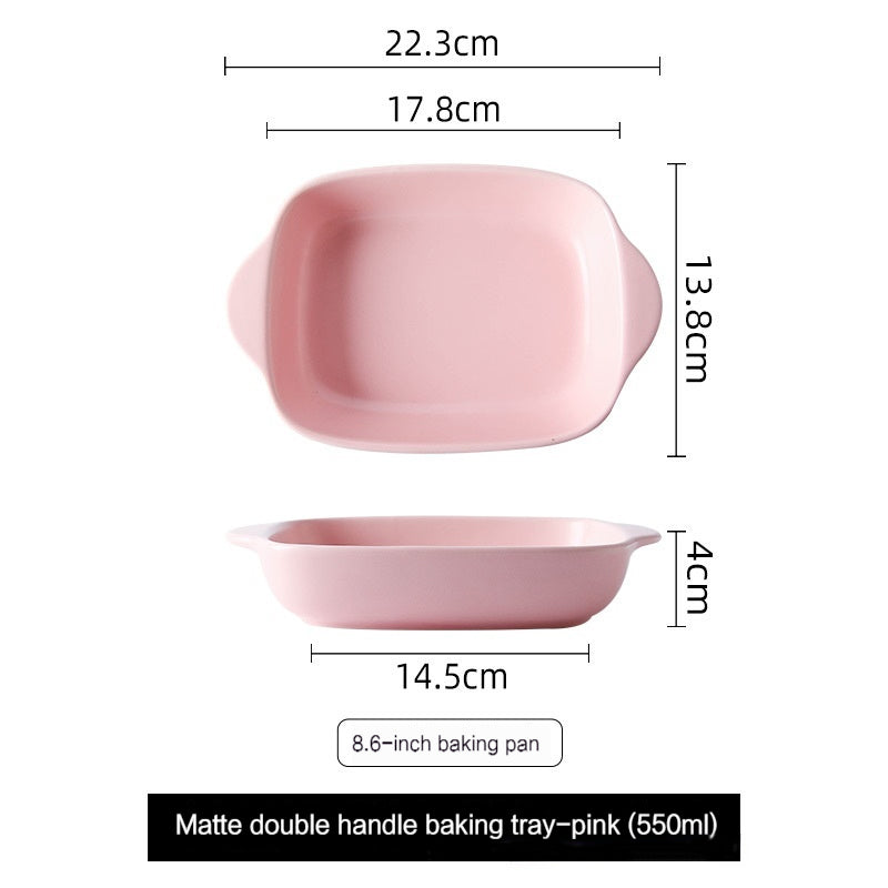 Home Nordic Rectangular Ceramic Binaural Cheese Baking Tray