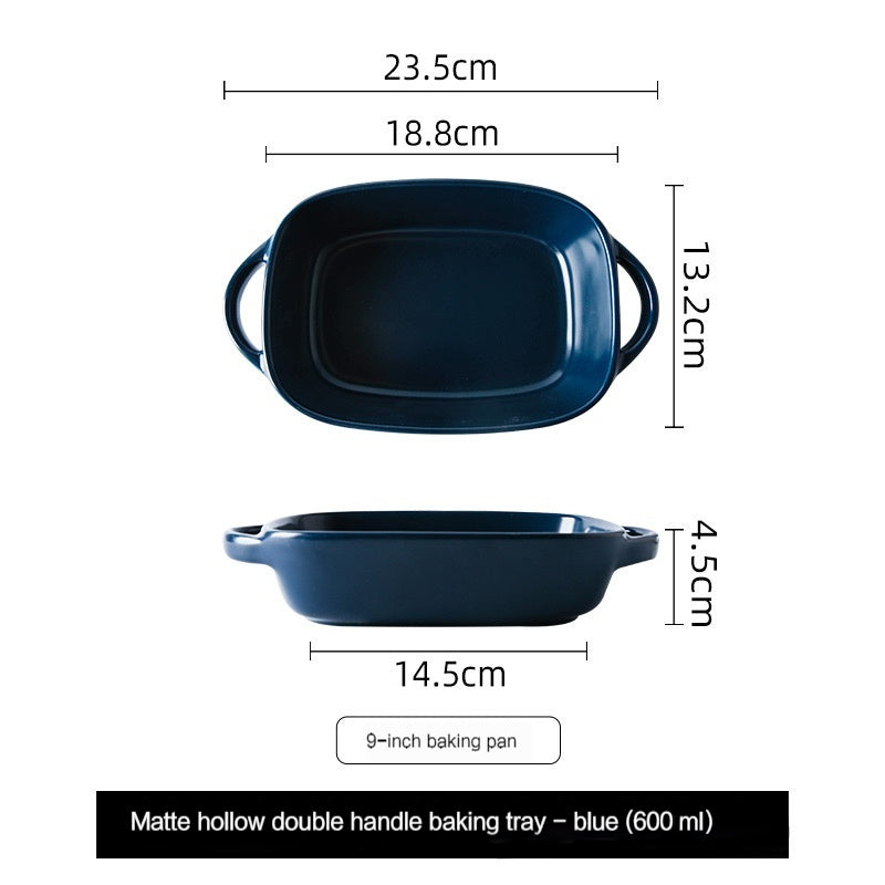 Home Nordic Rectangular Ceramic Binaural Cheese Baking Tray