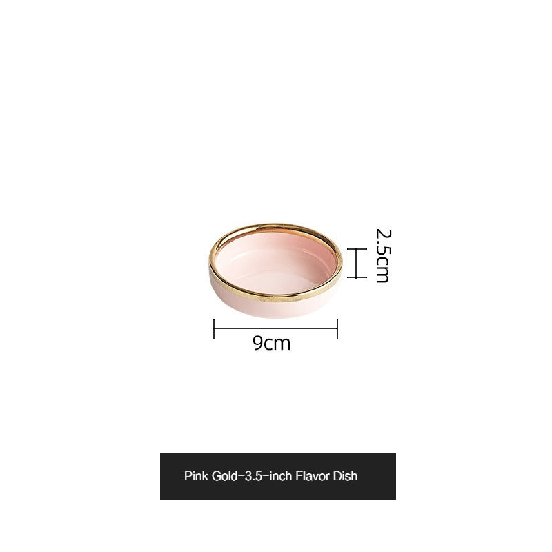 Simple style light luxury household Emerald gilt edging porcelain bowl plate chopsticks sets, high-end Nordic tableware
