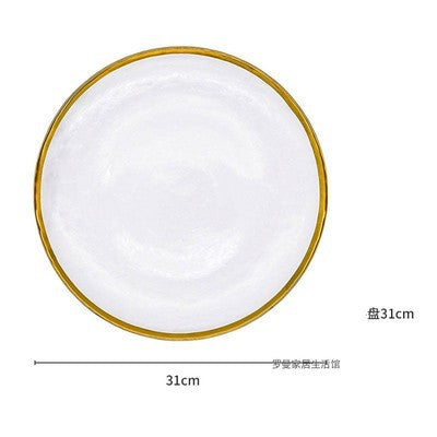 Japanese Glass Salad Bowl Hammered Dessert Cold Noodle Bowl, Plate