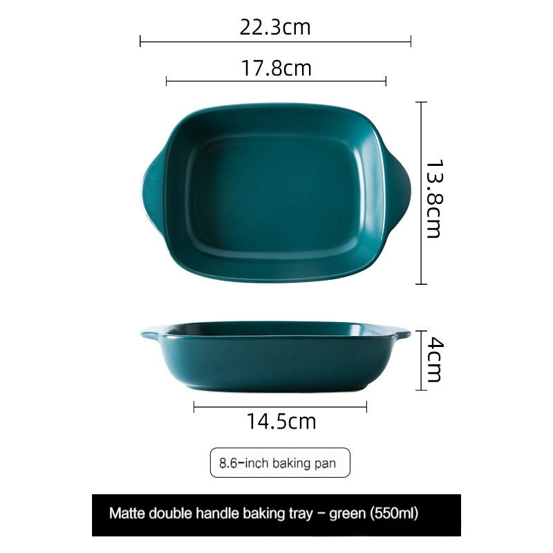 Home Nordic Rectangular Ceramic Binaural Cheese Baking Tray