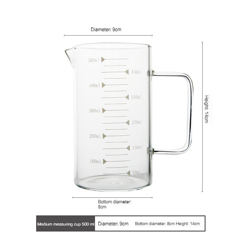 Household Heat-Resistant Glass Measuring Cup, Children's Milk Cup, with Scale Microwave Oven Measuring Cup, Transparent Graduated Glass