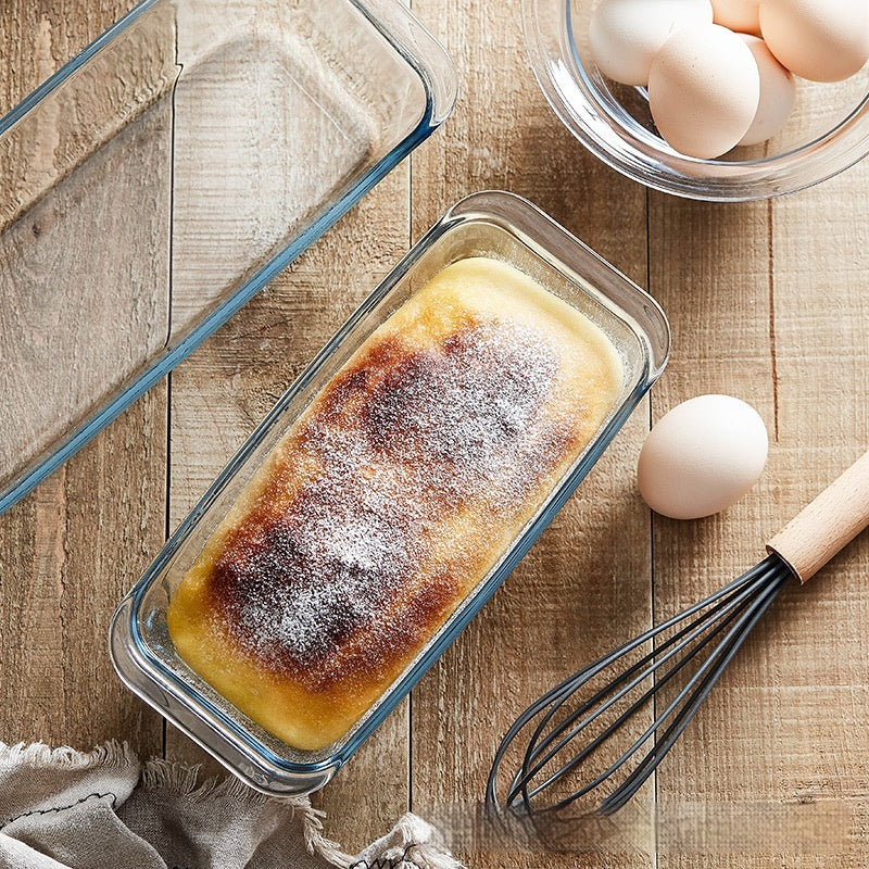 Rectangular Tempered Glass Bakeware, Binaural Cheese Baked Rice Plate, Microwave Oven Baking Tray Fish Plate, Oven Special Use