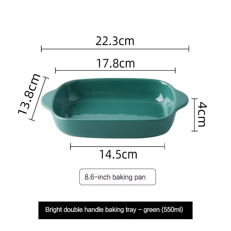 Home Nordic Rectangular Ceramic Binaural Cheese Baking Tray
