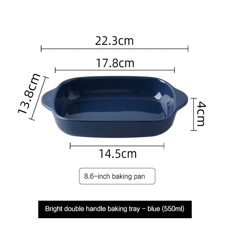 Home Nordic Rectangular Ceramic Binaural Cheese Baking Tray