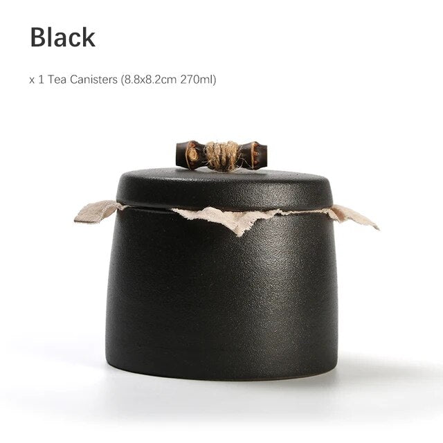 yuntasty Japanese Ceramic Tea Canisters Gold Tea Caddy 270ml